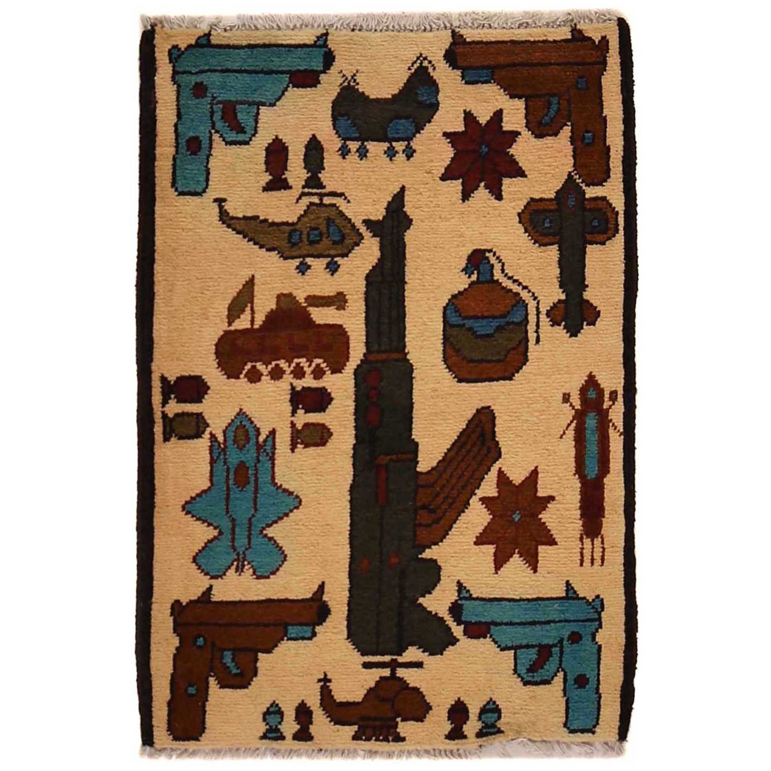 Handmade War Rug 1' 11" x 2' 10" (ft) - No. G35398
