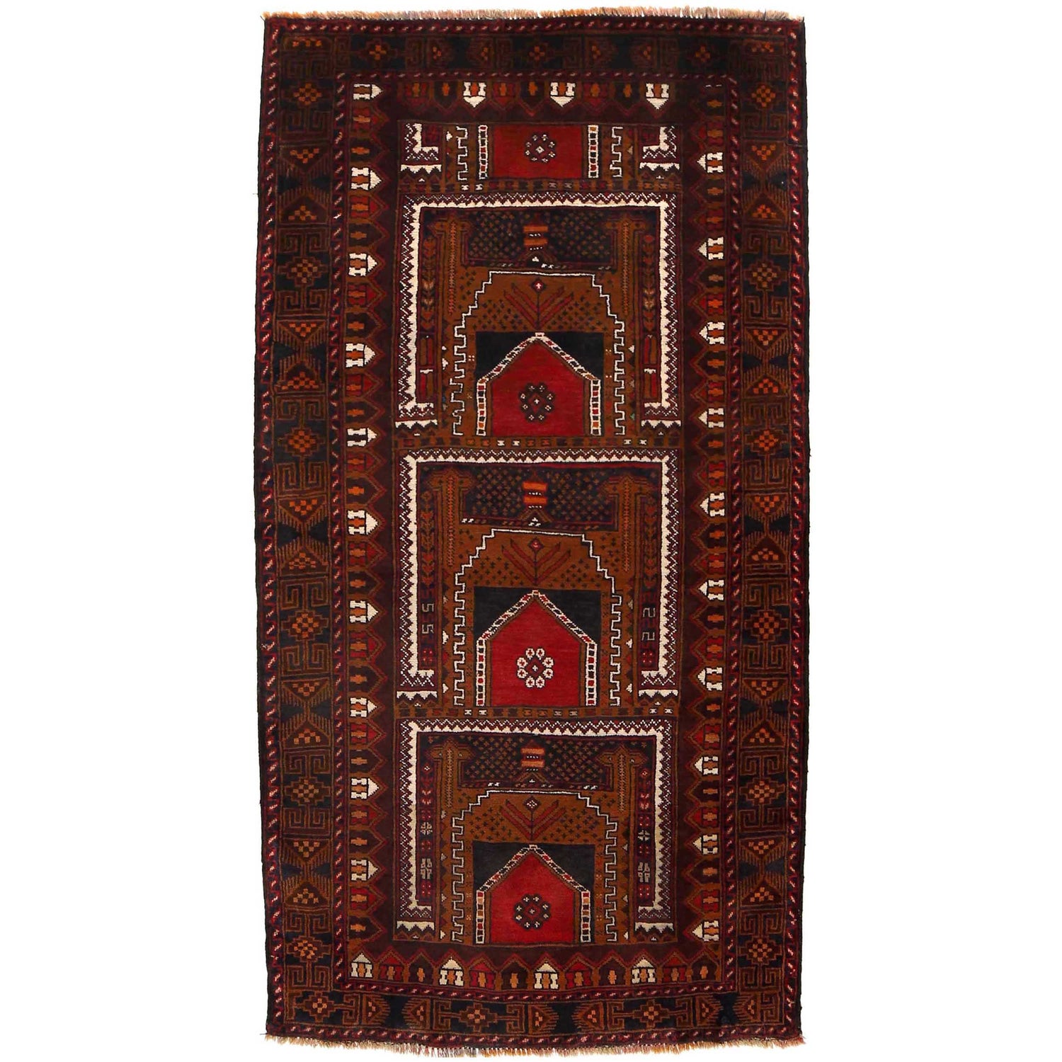 Baluch Medium Size Carpet 3' 6" x 6' 6" (ft) - No. G35406