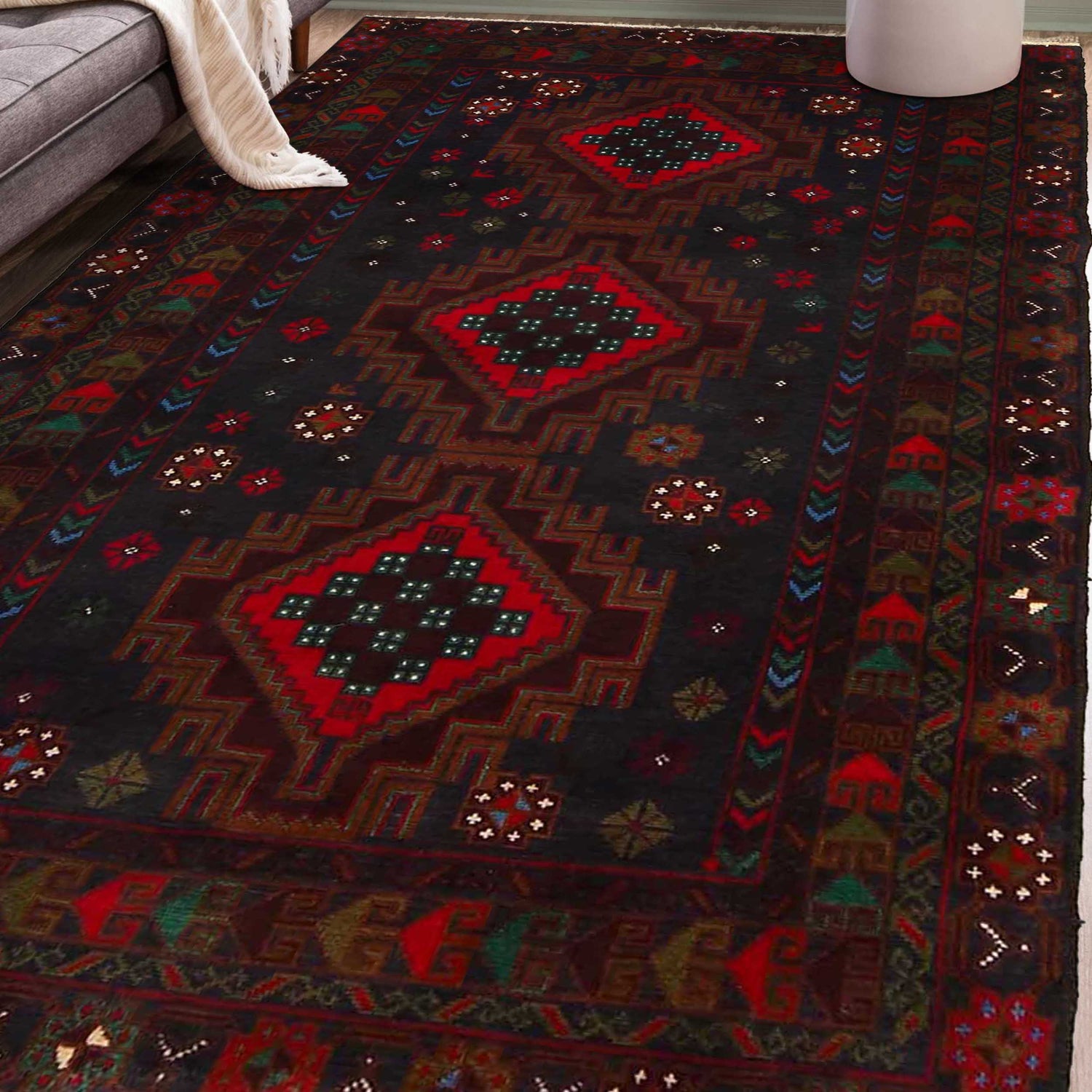 Baluch Medium Size Carpet 3' 7" x 6' 4" (ft) - No. G35409