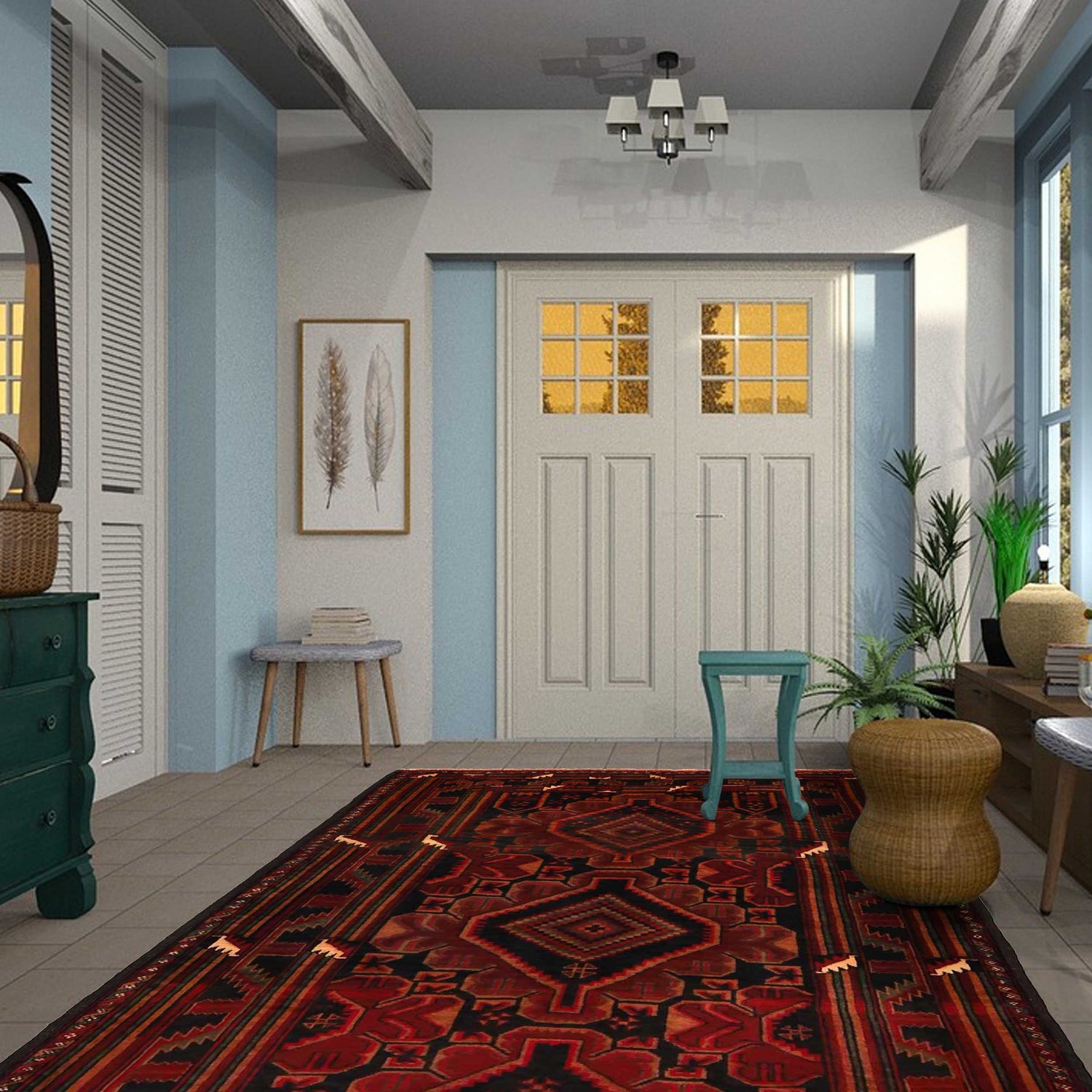 Baluch Medium Size Carpet 3' 7" x 5' 3" (ft) - No. G35411