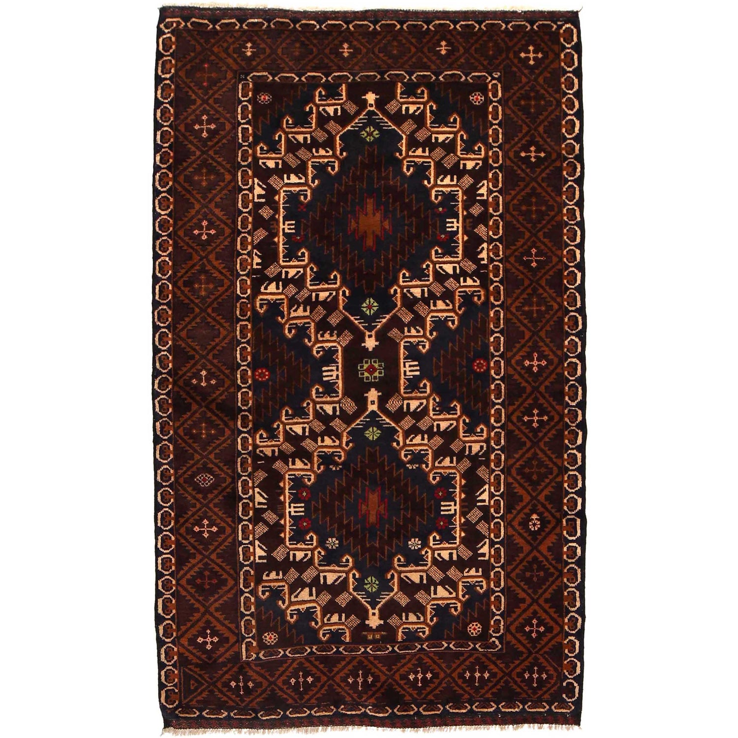 Baluch Medium Size Carpet 3' 7" x 5' 9" (ft) - No. G35412