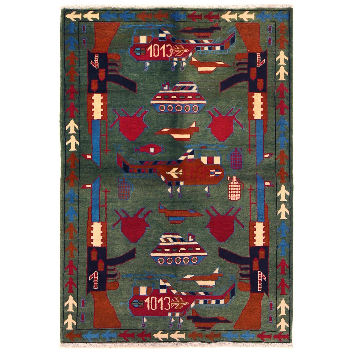 Hand Knotted War Rug 4' 0" x 5' 9" (ft) - No. G35416