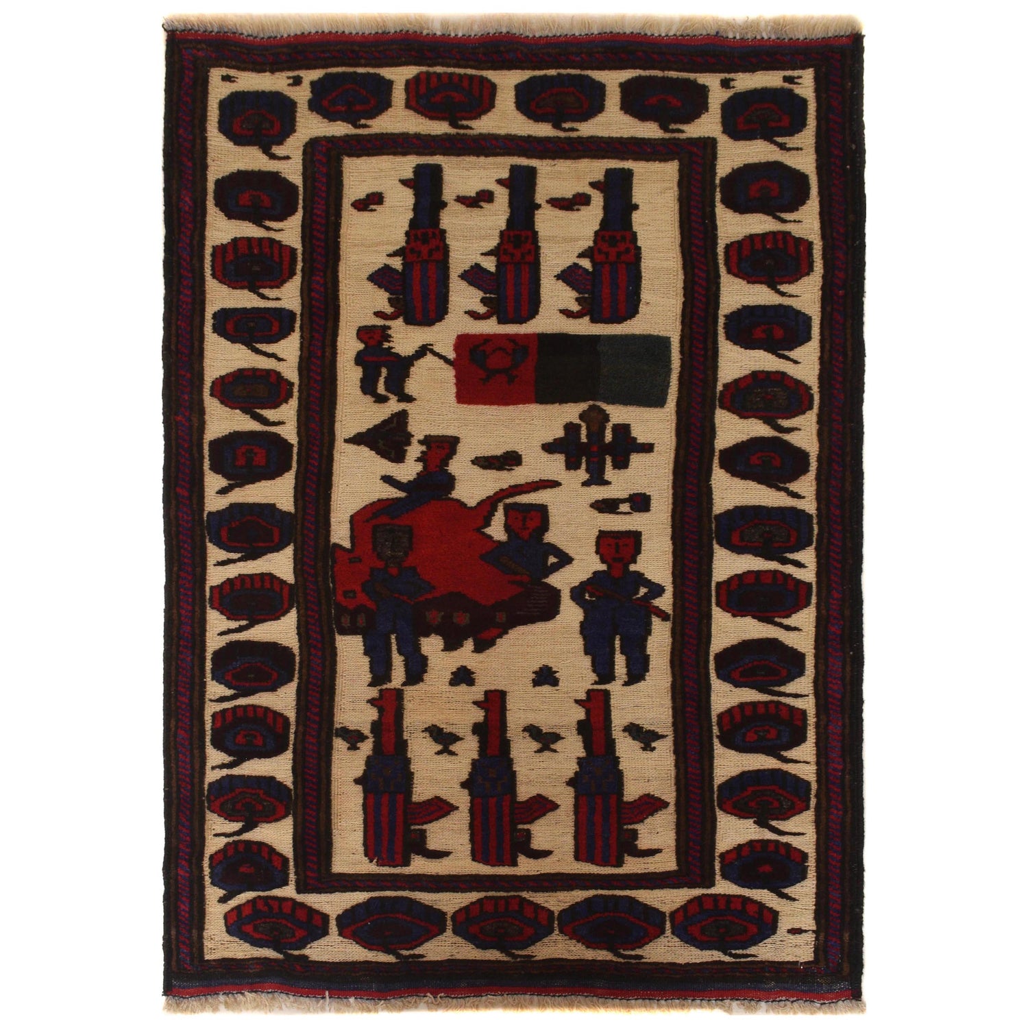 Handmade Village Design Rug 2' 9" x 3' 9" (ft)- No. G35521