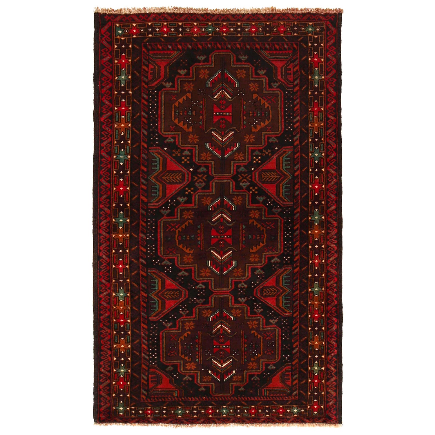 Tribal Baloch Rug 3' 9" x 6' 2" (ft) - No. G35813