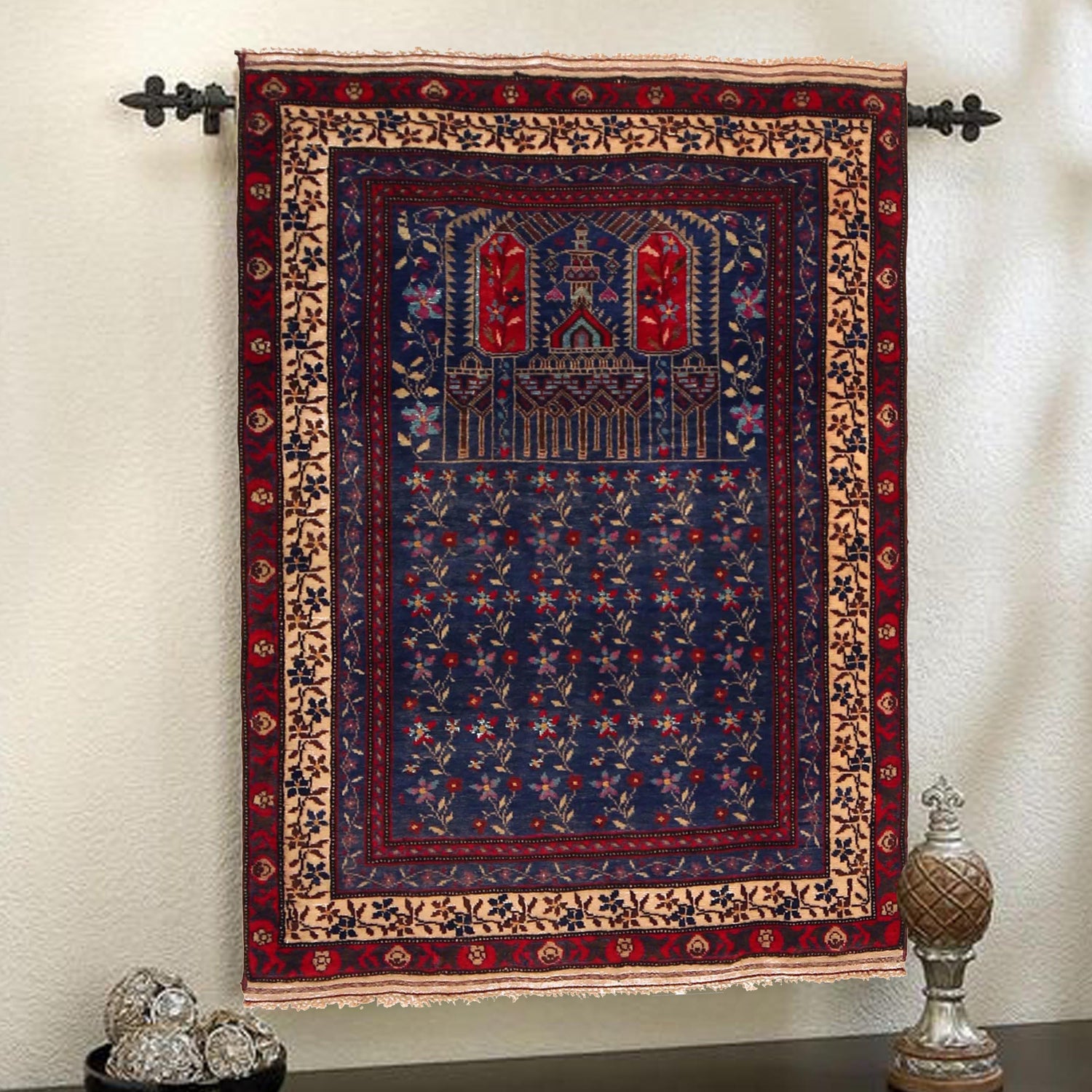 Islamic Prayer Rug 3' 1" x 4' 7" (ft) - No. G35860