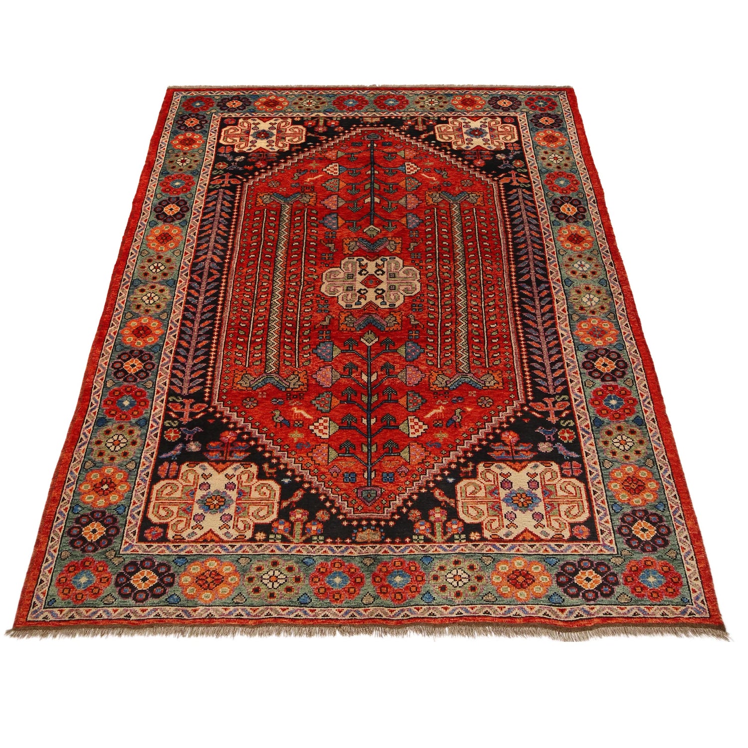 Hand Knotted Sherazi Rug 6' 6" x 9' 9" (ft) - No. G36496