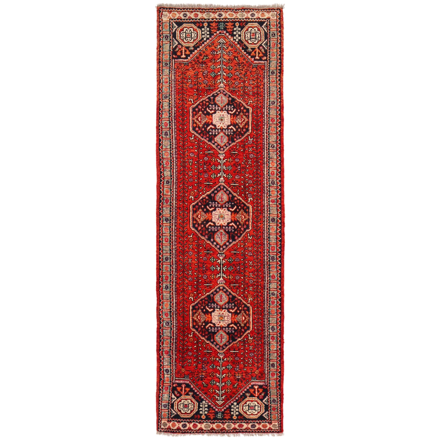 Red Color Shirazi Runner Rug 2' 8" x 9' 6" (ft) - No. G36498