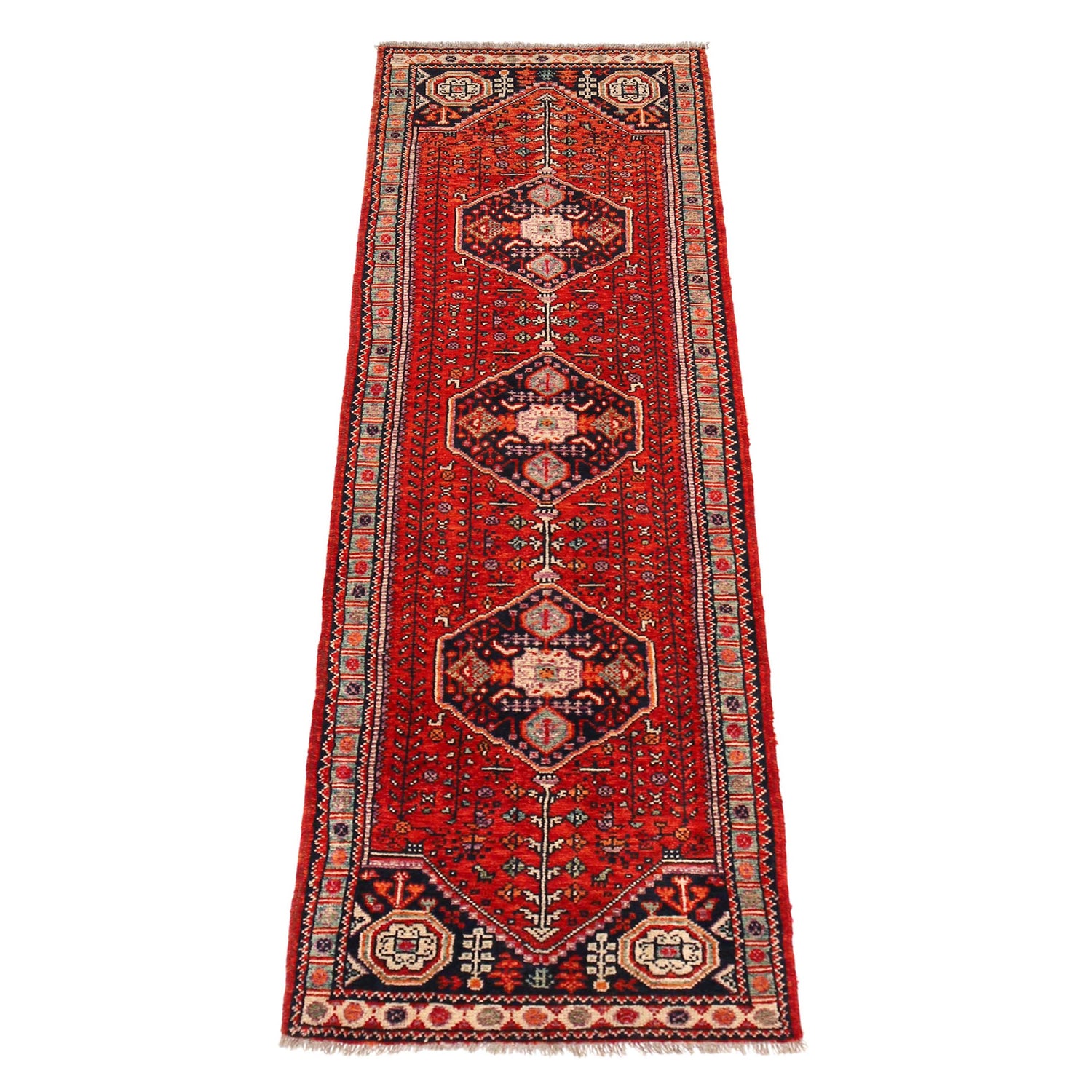 Red Color Shirazi Runner Rug 2' 8" x 9' 6" (ft) - No. G36498
