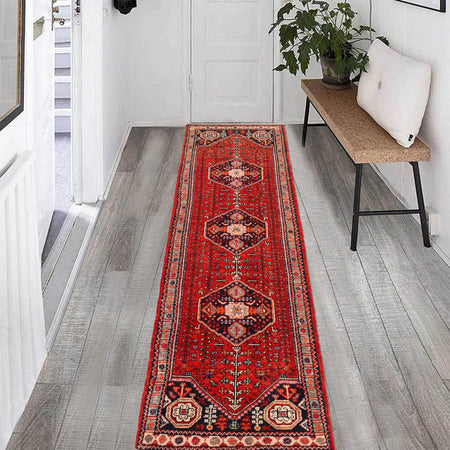 Red Color Shirazi Runner Rug 2' 8" x 9' 6" (ft) - No. G36498