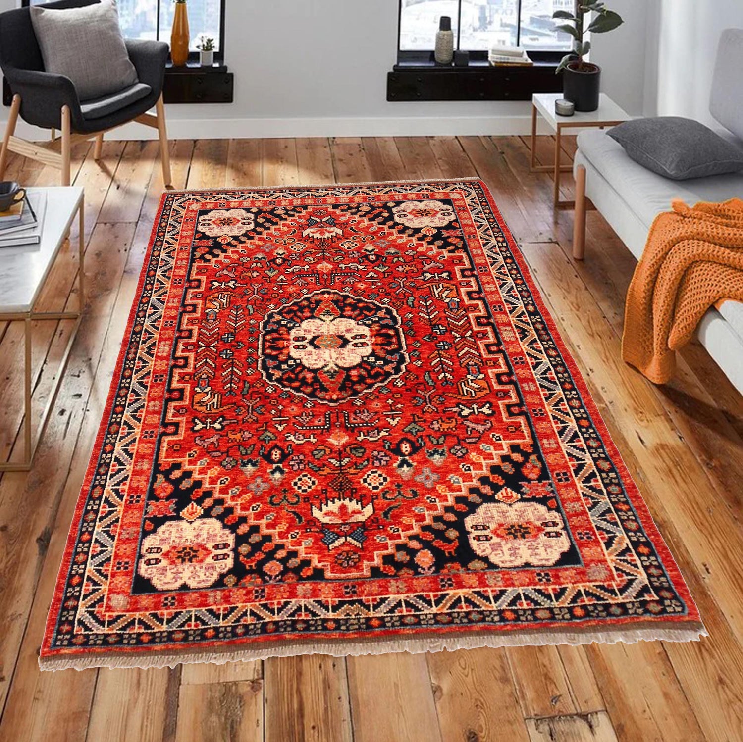 Handmade Sherazi Rug 4' 1" x 5' 11" (ft) - No. G36502