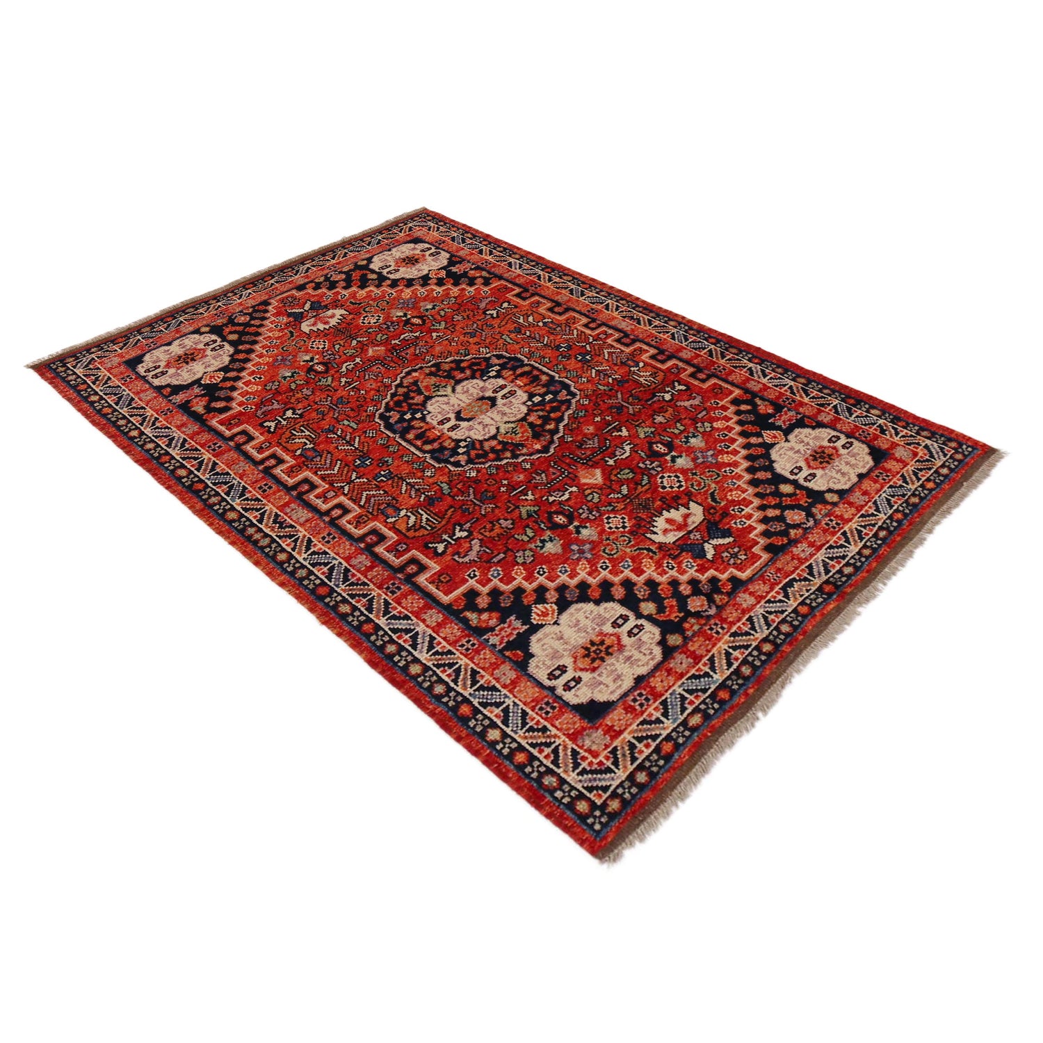Red Color Shirazi Rug 3' 11" x 5' 10" (ft) - No. G36505