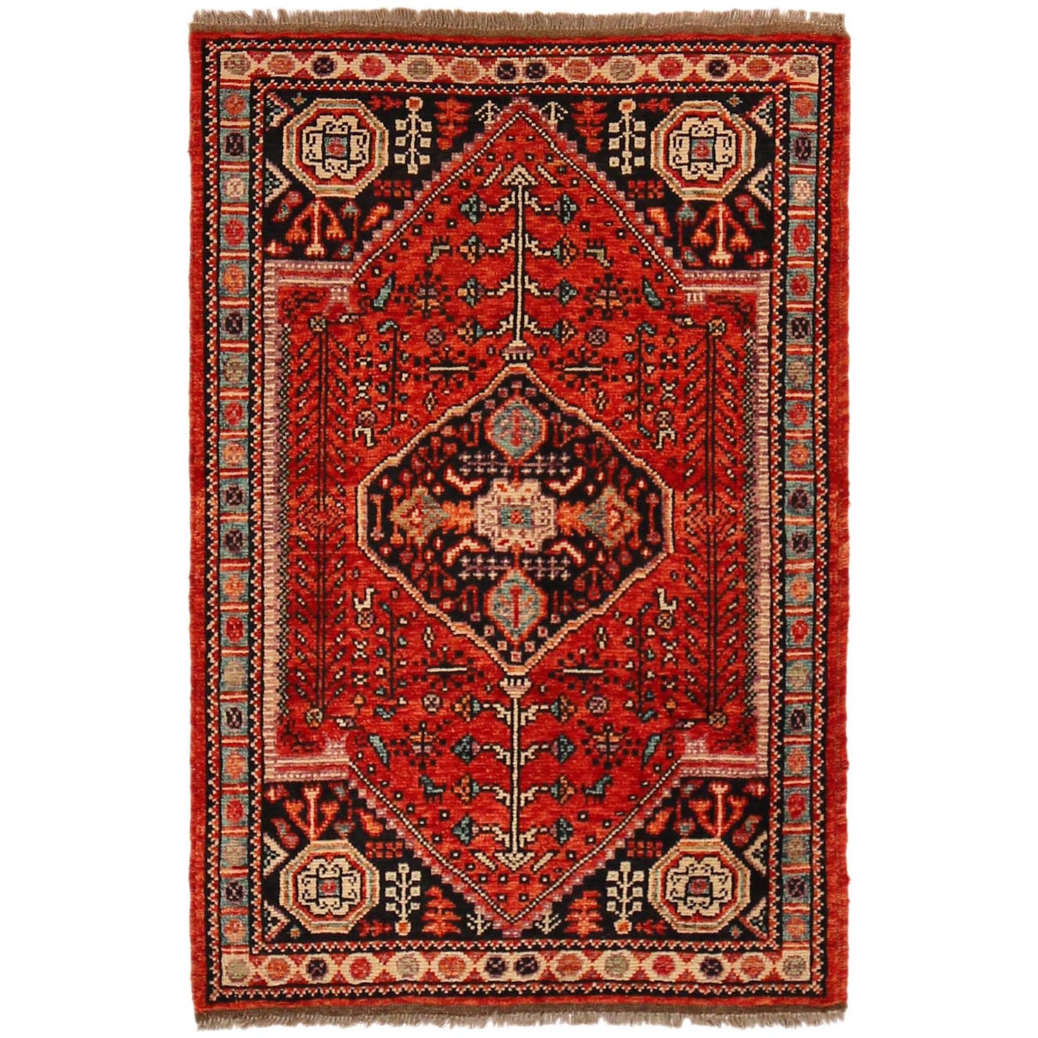 Red Color Shirazi Runner Rug 3' 3" x 4' 9" (ft) - No. G36507