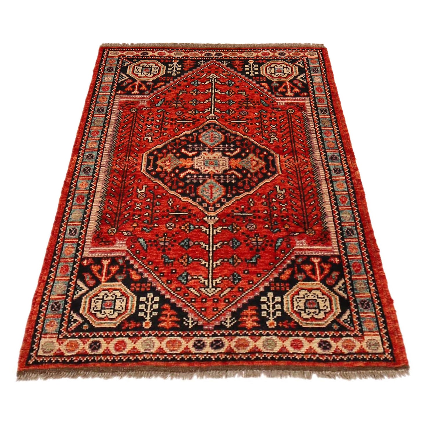Red Color Shirazi Runner Rug 3' 3" x 4' 9" (ft) - No. G36507