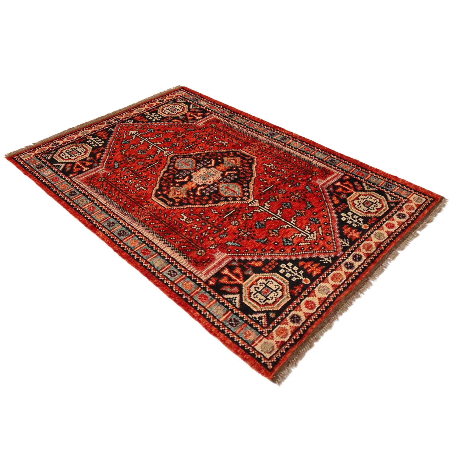 Red Color Shirazi Runner Rug 3' 3" x 4' 9" (ft) - No. G36507