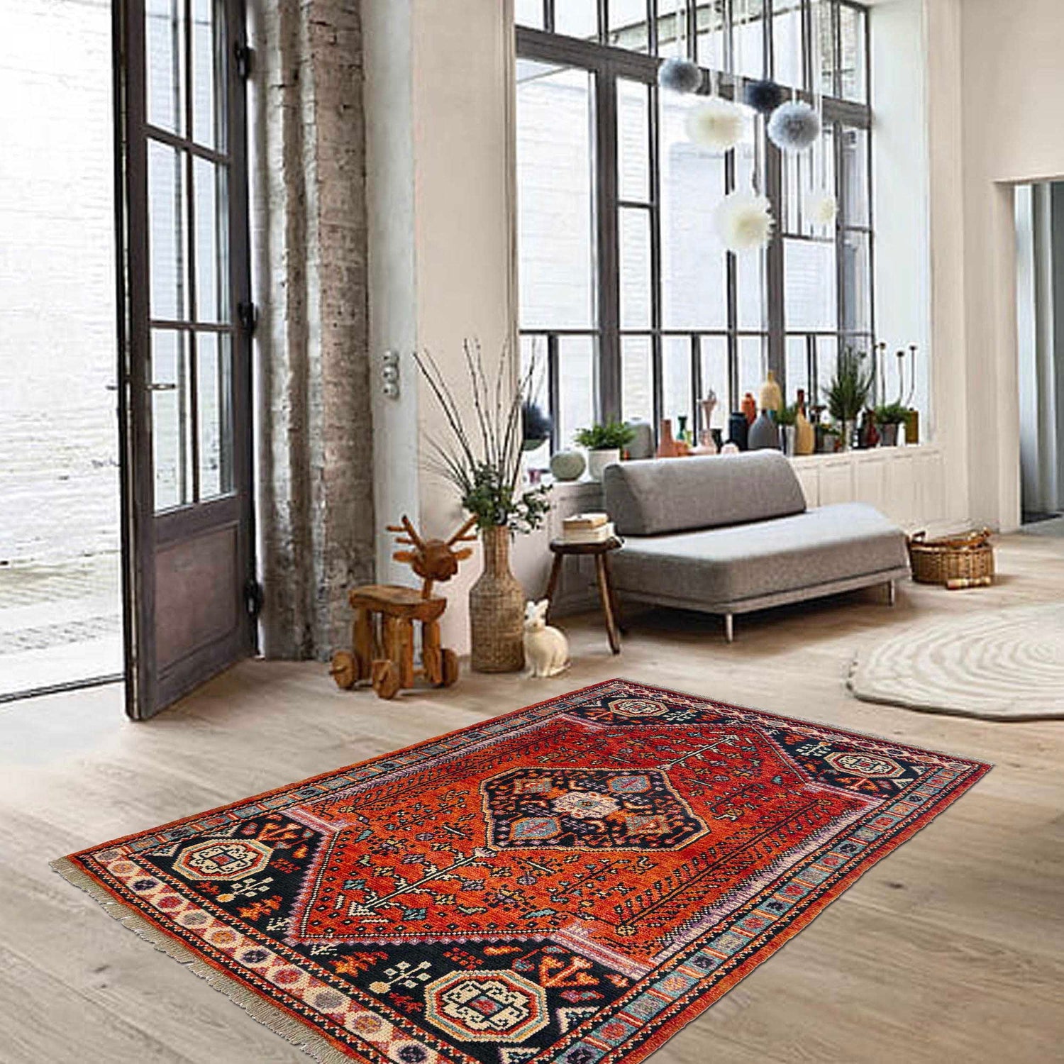 Persian Shirazi Design Rug 3' 4" x 4' 11" (ft) - No. G36508