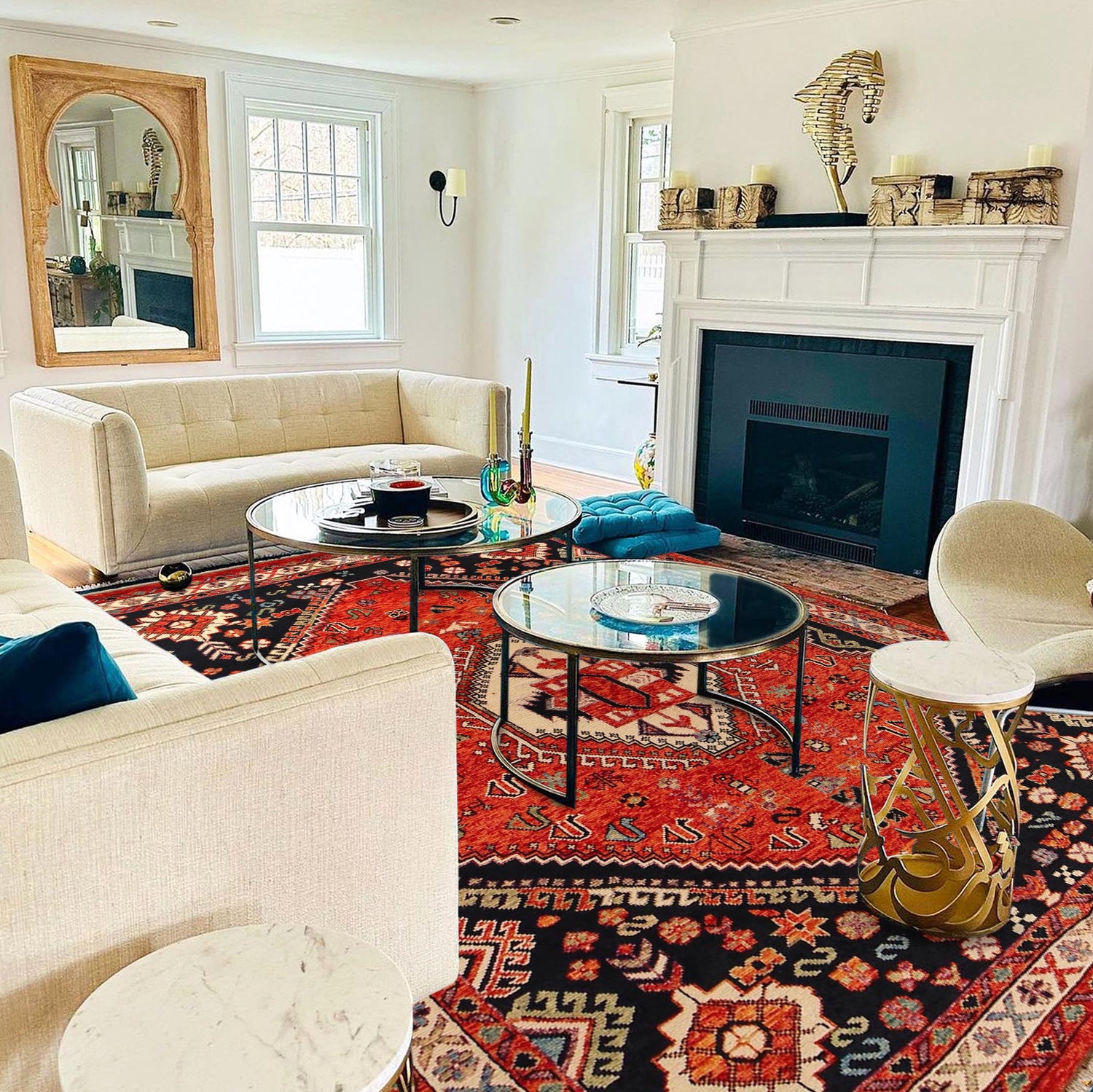 Persian Shirazi Design Rug 6' 8" x 9' 9" (ft) - No. G36510