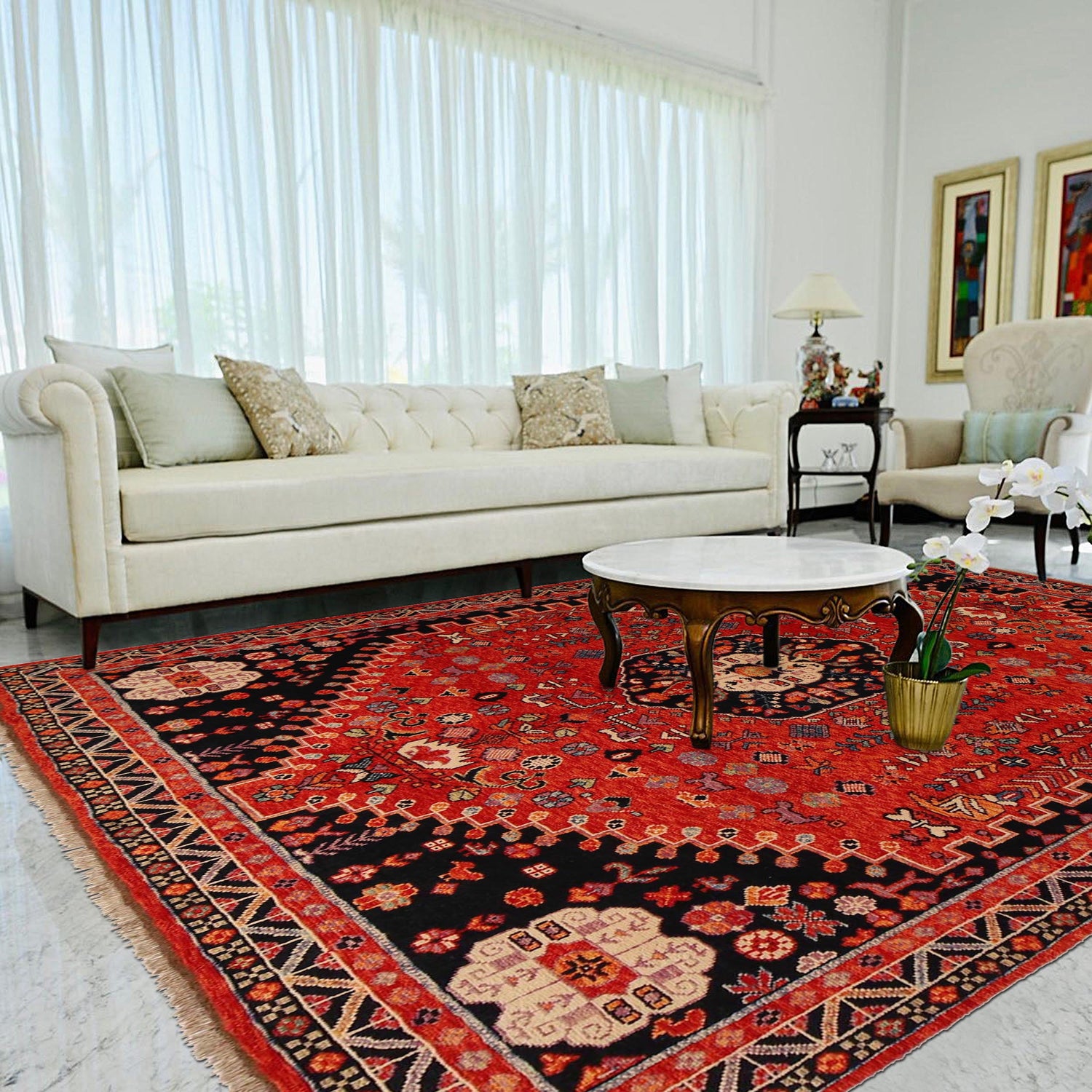 Hand Knotted Sherazi Rug 8' 4 x 9' 8 (ft) - No. G36532