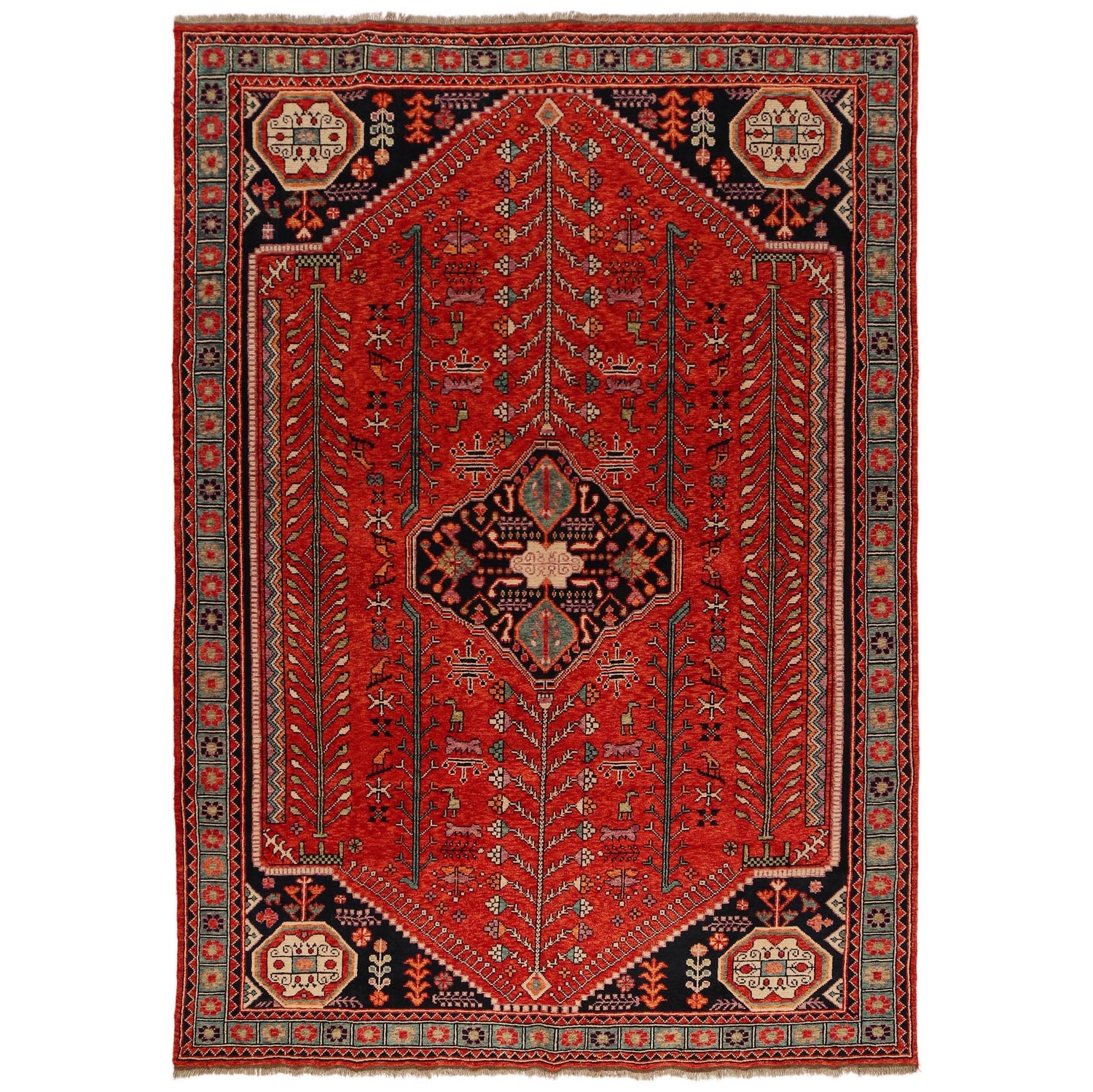 Hand Knotted Sherazi Rug 7' 8 x 11' 4 (ft) - No. G36533