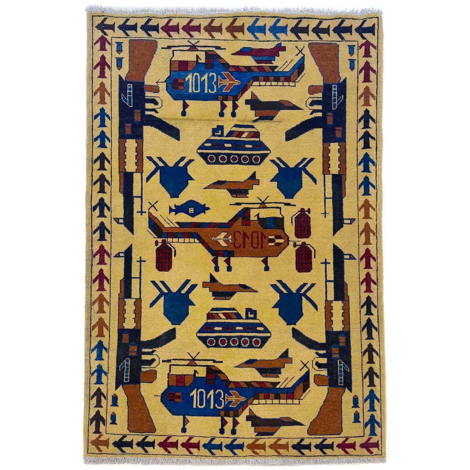 Yellow Color War Rug 3' 10" x 5' 10" (ft) - No. G36548