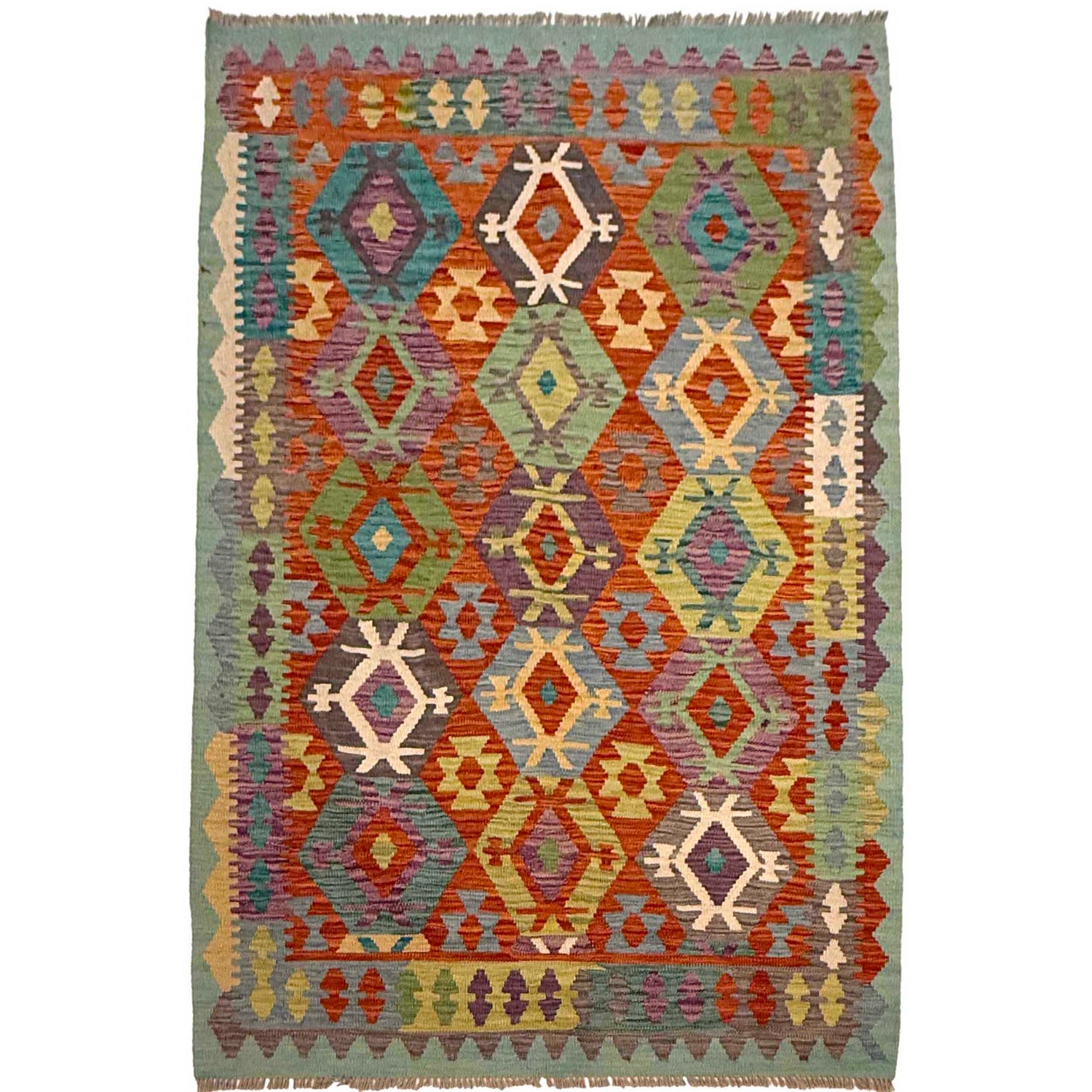 Handmade Vegetable Kilim 4' 0" x 5' 7" (ft) - No. G36625