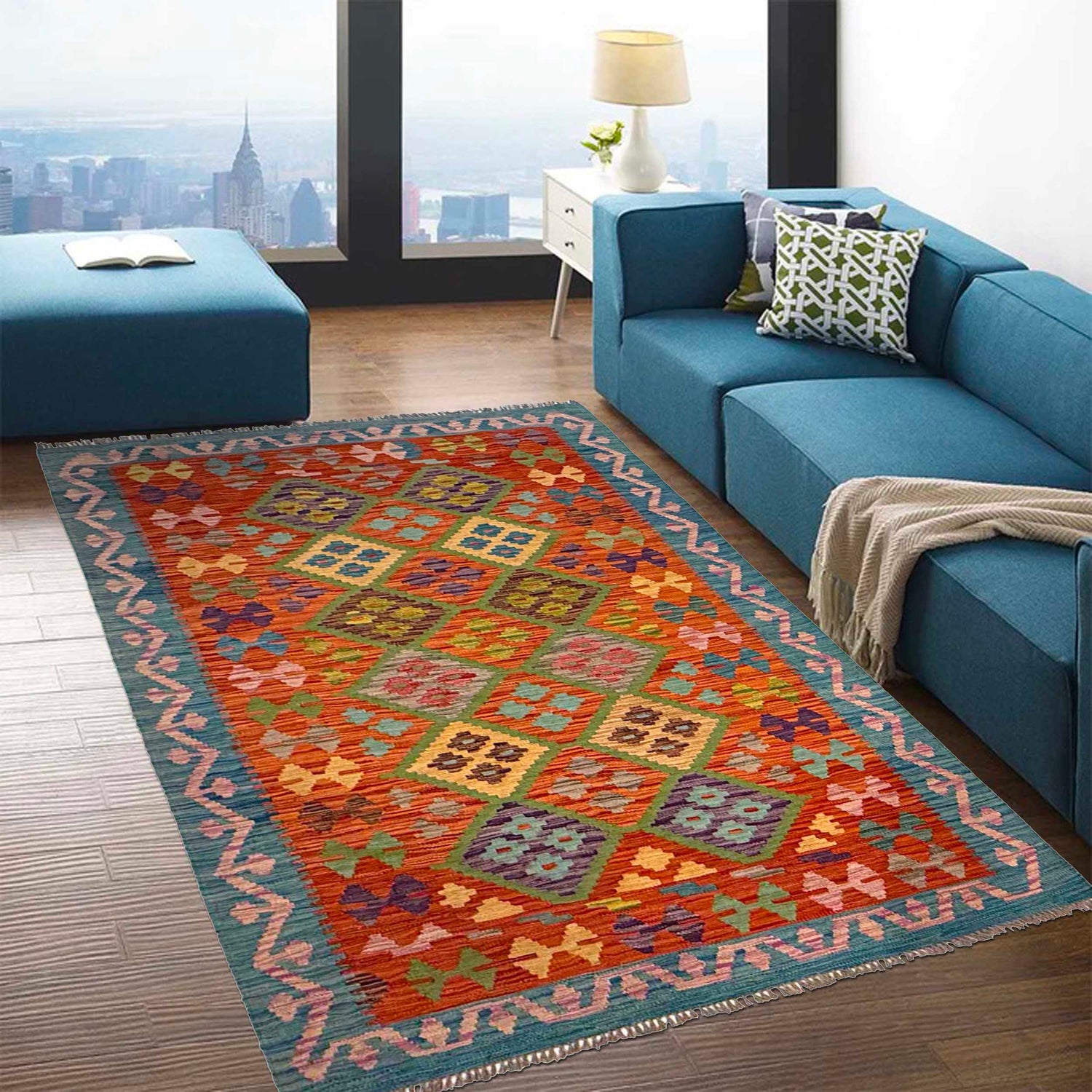 Handmade Vegetable Kilim 4' 3" x 5' 9" (ft) - No. G36629