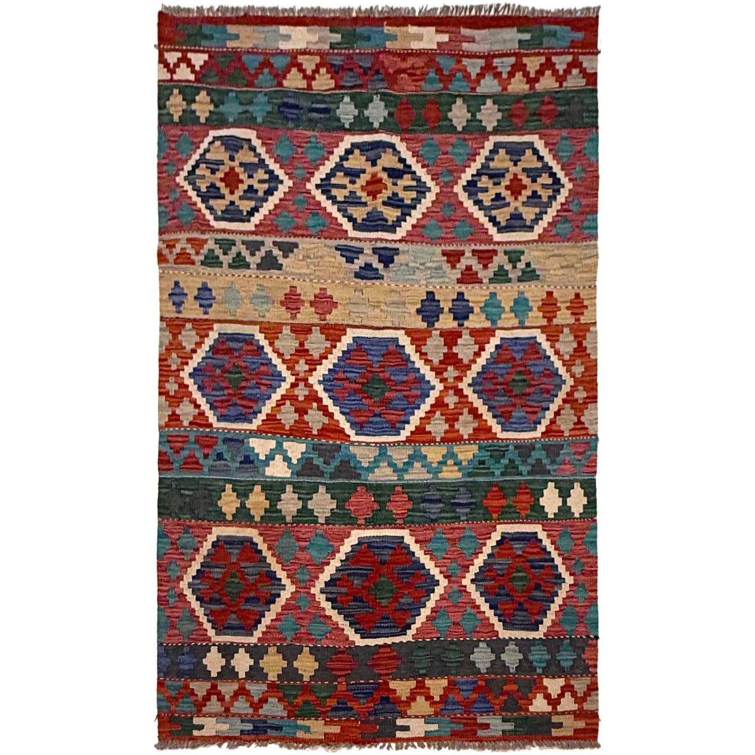Handmade Vegetable Kilim 3' 3" x 5' 2" (ft) - No. G36632