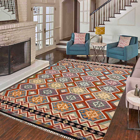 Handmade Vegetable Kilim 6' 10" x 9' 10" (ft) - No. G36639