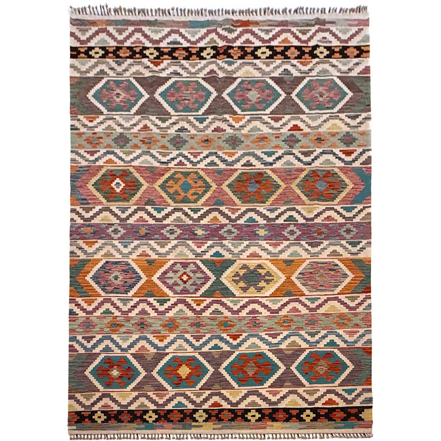 Handmade Vegetable Kilim 6' 9" x 10' 0" (ft) - No. G36641