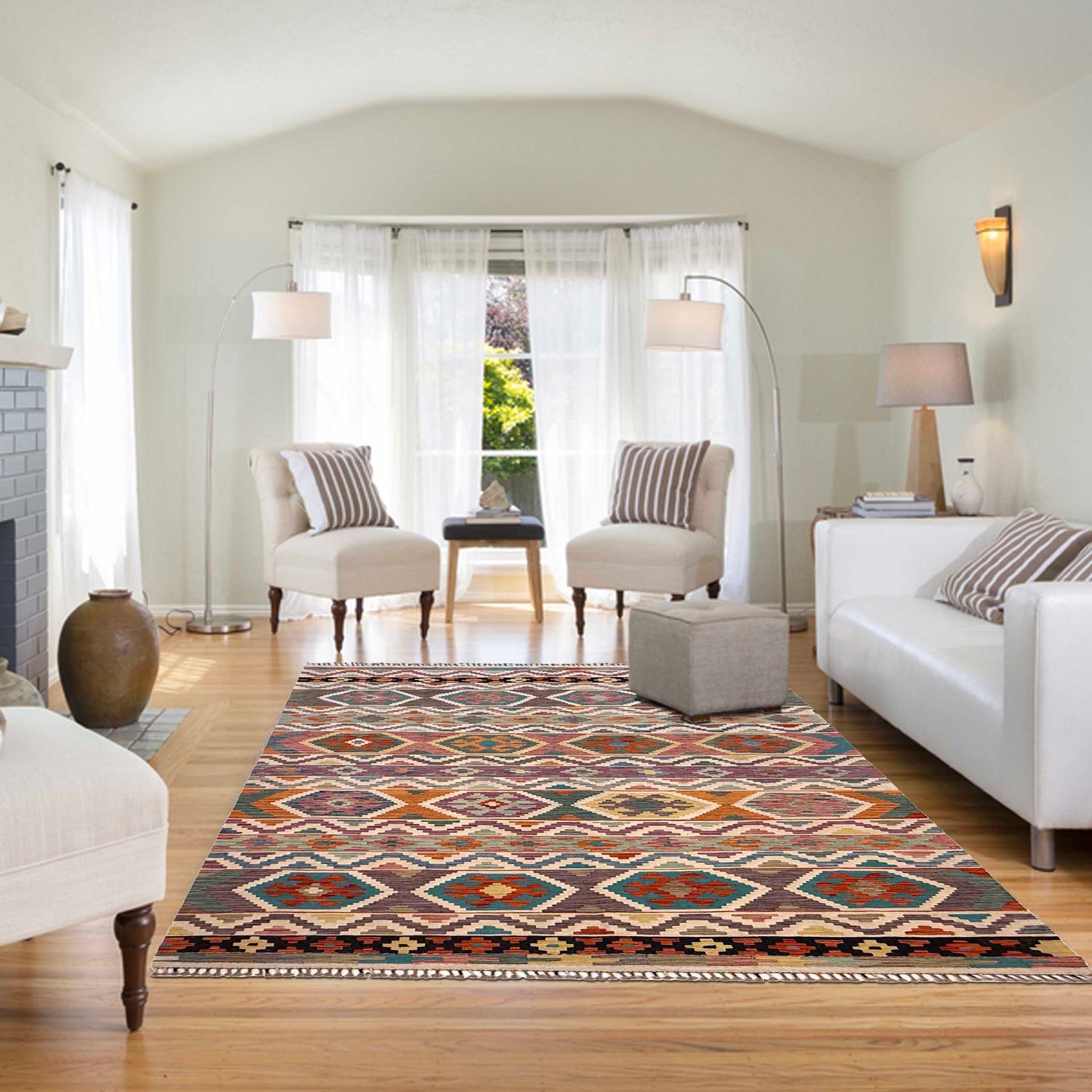 Handmade Vegetable Kilim 6' 9" x 10' 0" (ft) - No. G36641