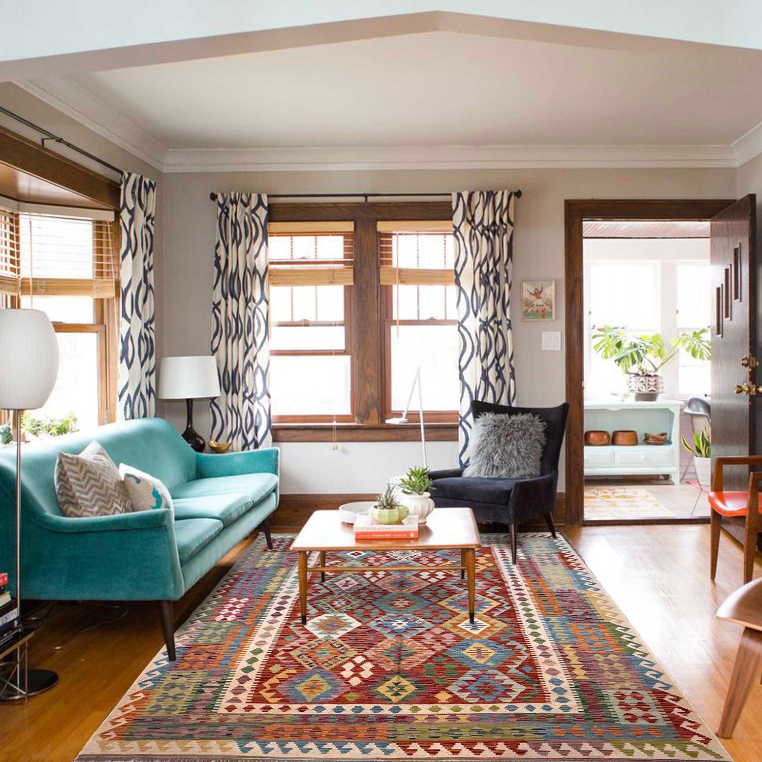 Handmade Vegetable Kelim 6' 8" x 9' 11" (ft) - No. G36642