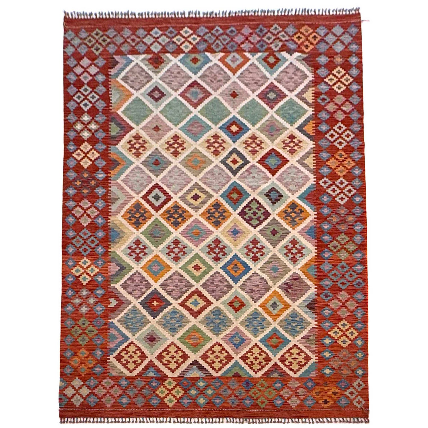 Handmade Vegetable Kilim 6' 10" x 9' 9" (ft) - No. G36649