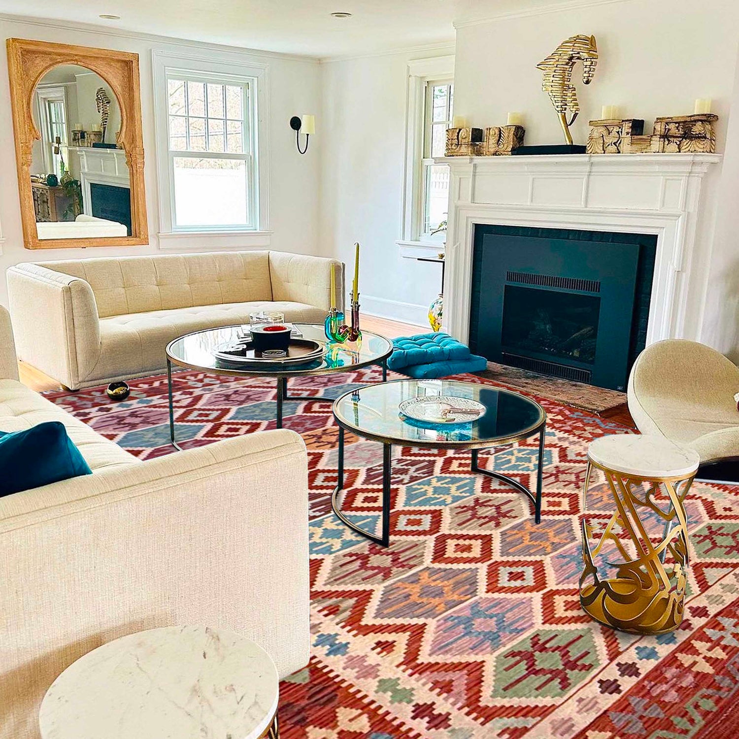 Handmade Vegetable Kilim 6' 8" x 9' 11" (ft) - No. G36651