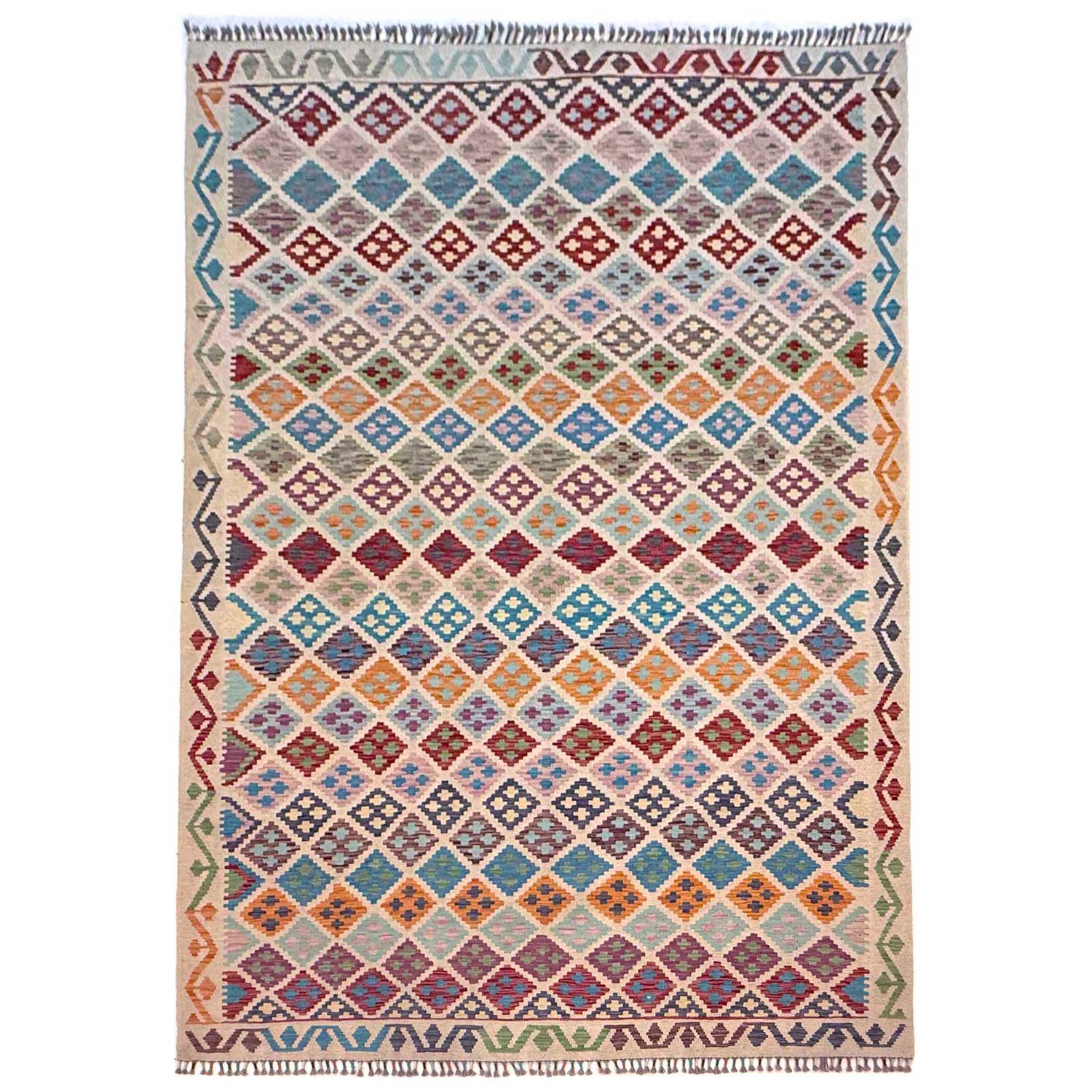 Handmade Vegetable Kelim 6' 11" x 9' 11" (ft) - No. G36652