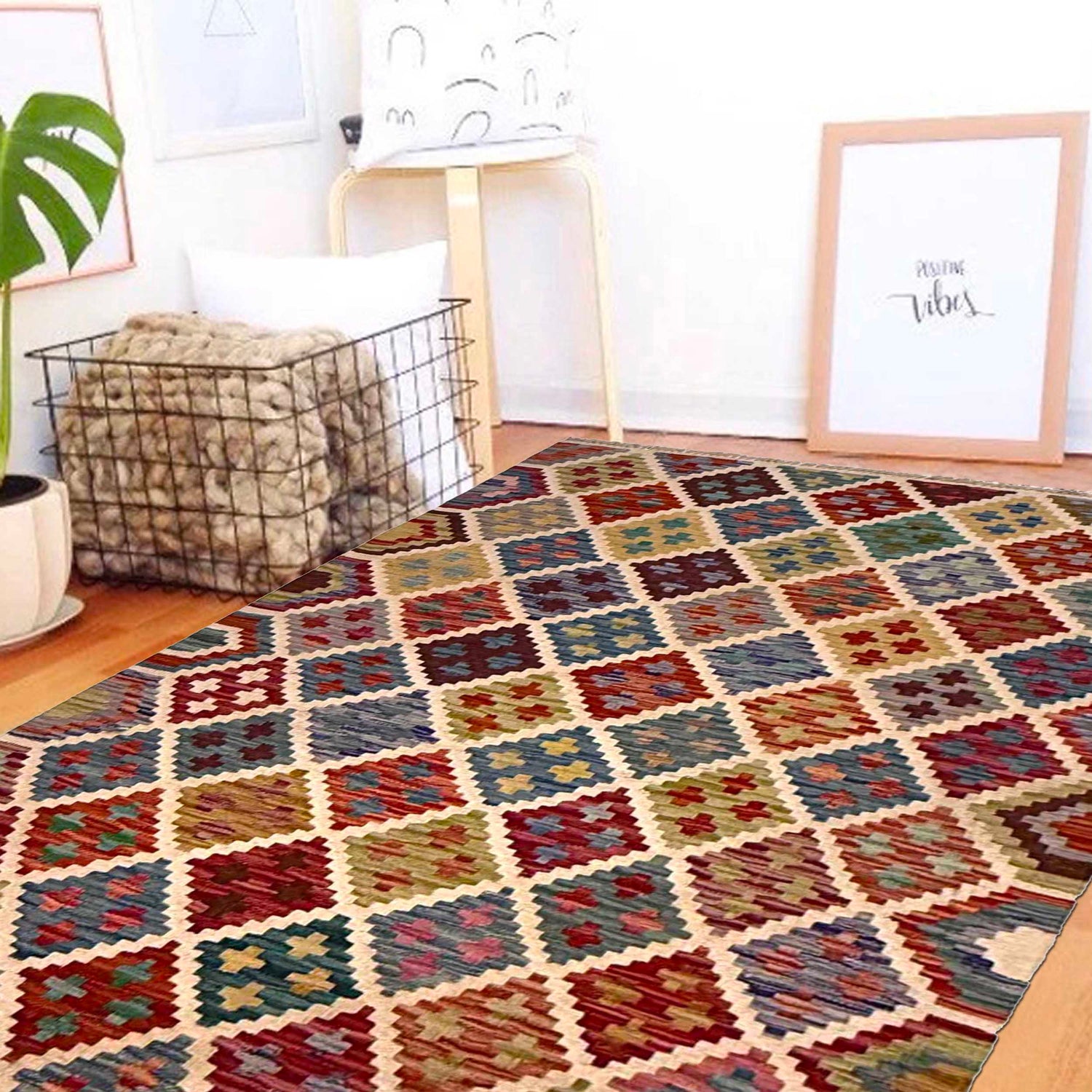 Handmade Vegetable Kelim 3' 4" x 5' 0" (ft) - No. G36657