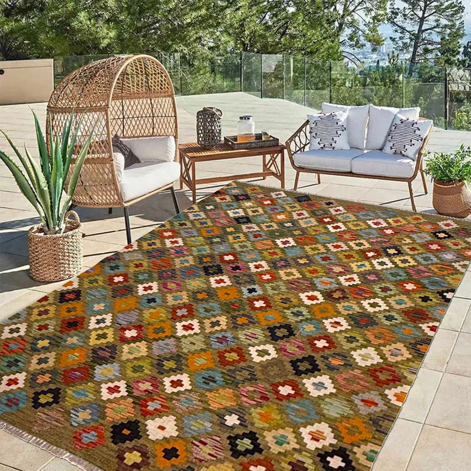 Handmade Vegetable Kilim 4' 3" x 6' 0" (ft) - No. G36658