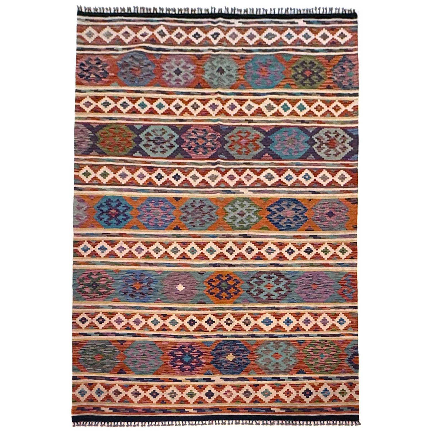 Handmade Vegetable Kilim 6' 7" x 9' 10" (ft) - No. G36662