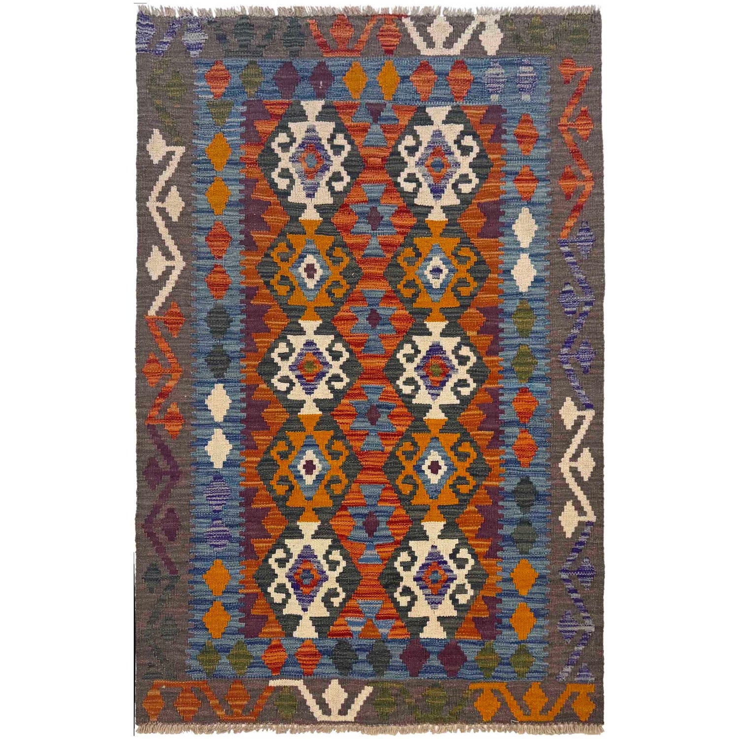 Handmade Vegetable Kelim 3' 3" x 4' 11" (ft) - No. G36675