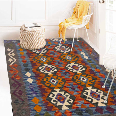 Handmade Vegetable Kelim 3' 3" x 4' 11" (ft) - No. G36675