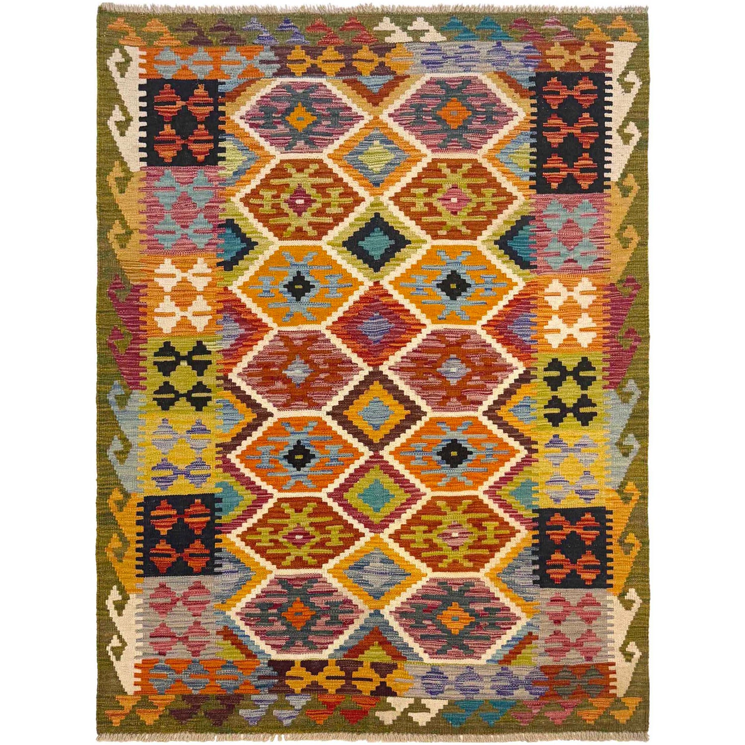 Handmade Vegetable Kilim 4' 1" x 5' 11" (ft) - No. G36677