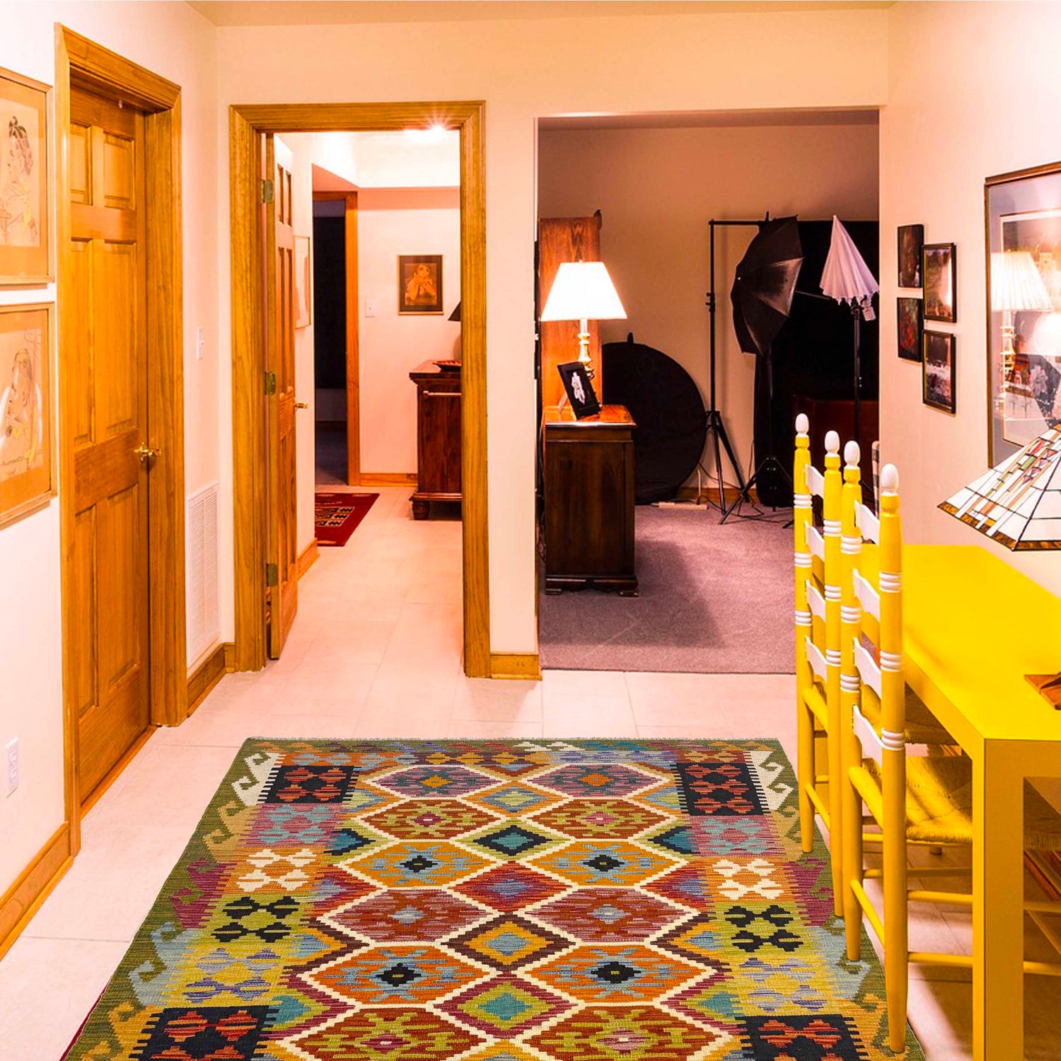 Handmade Vegetable Kilim 4' 1" x 5' 11" (ft) - No. G36677