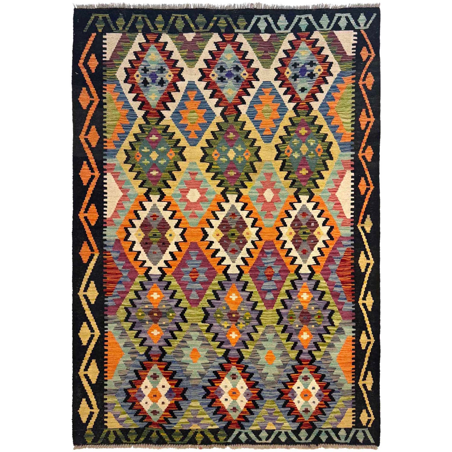 Handmade Vegetable Kelim 4' 1" x 6' 1" (ft) - No. G36681