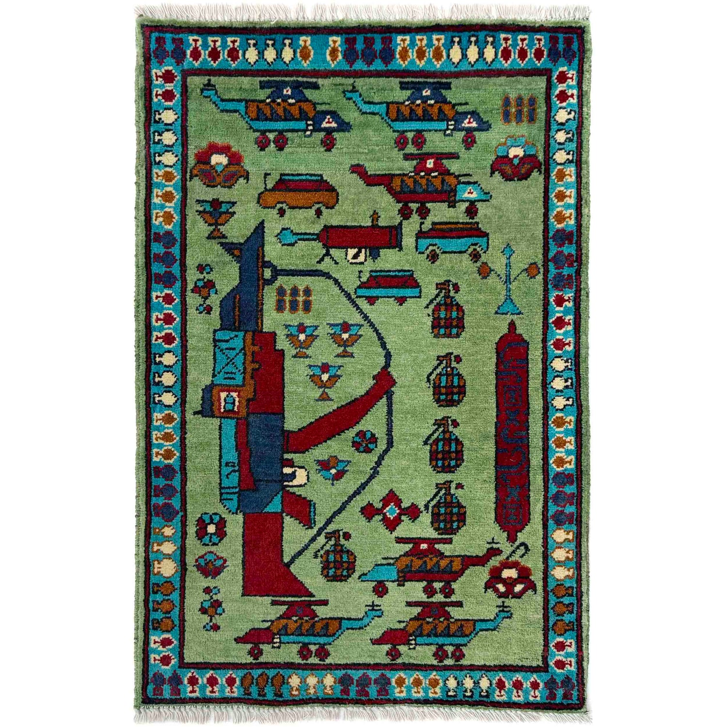 Hand Knotted War Rug 2' 0" x 2' 11" (ft) - No. G36714