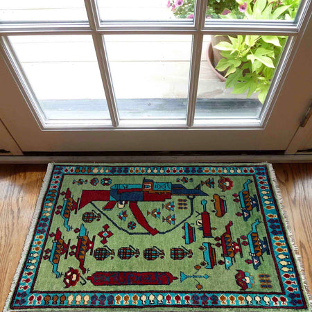 Hand Knotted War Rug 2' 0" x 2' 11" (ft) - No. G36714