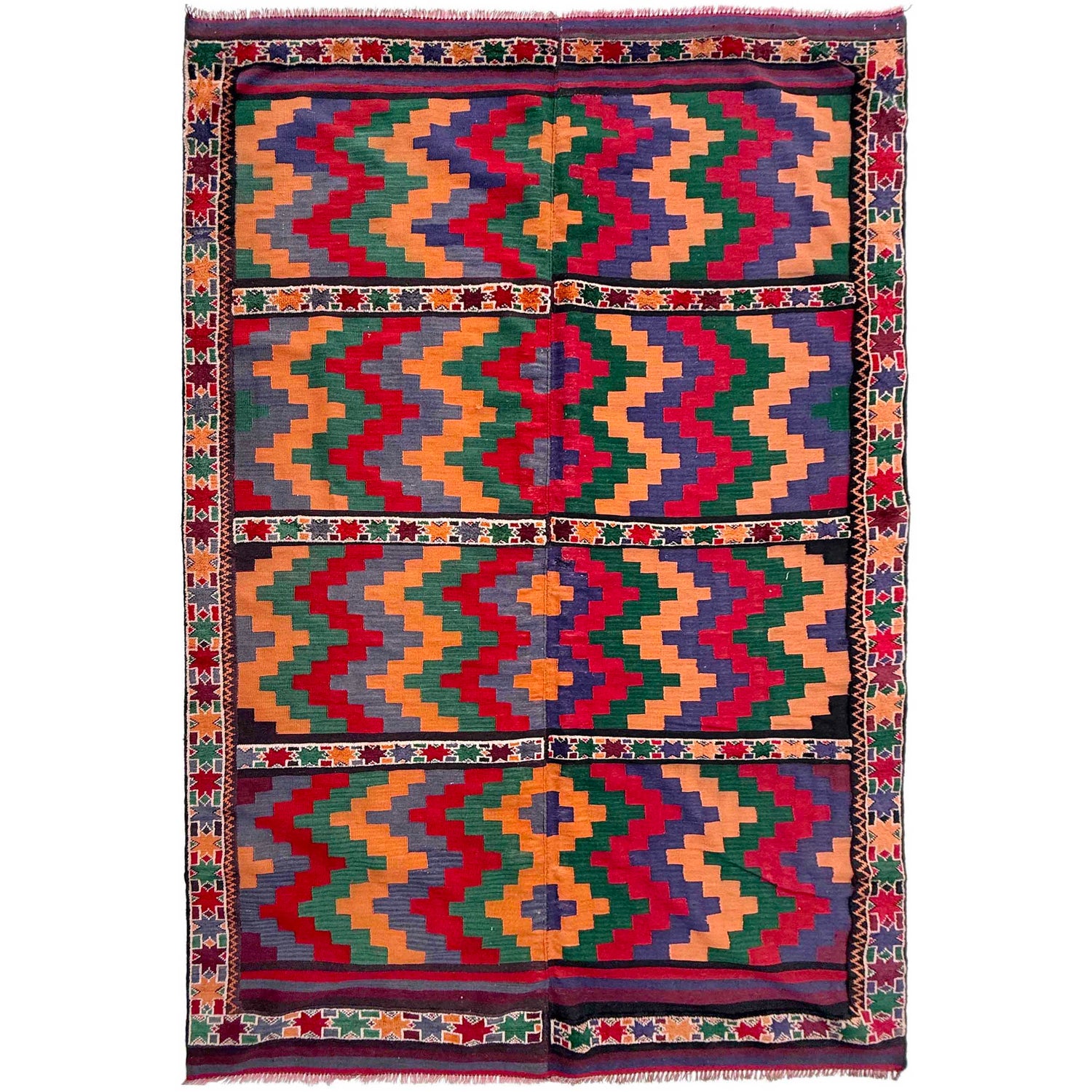 Hand Knotted Multi Dhurrie 5' 6" x 8' 5" (ft) - No. G36859