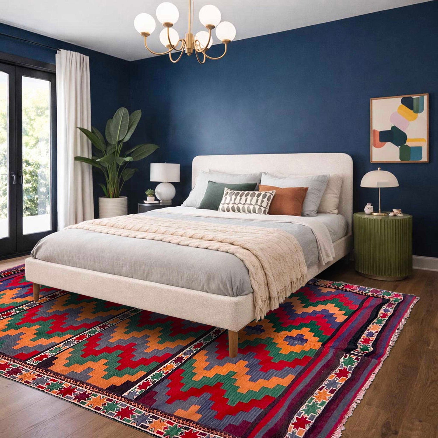 Hand Knotted Multi Dhurrie 5' 6" x 8' 5" (ft) - No. G36859