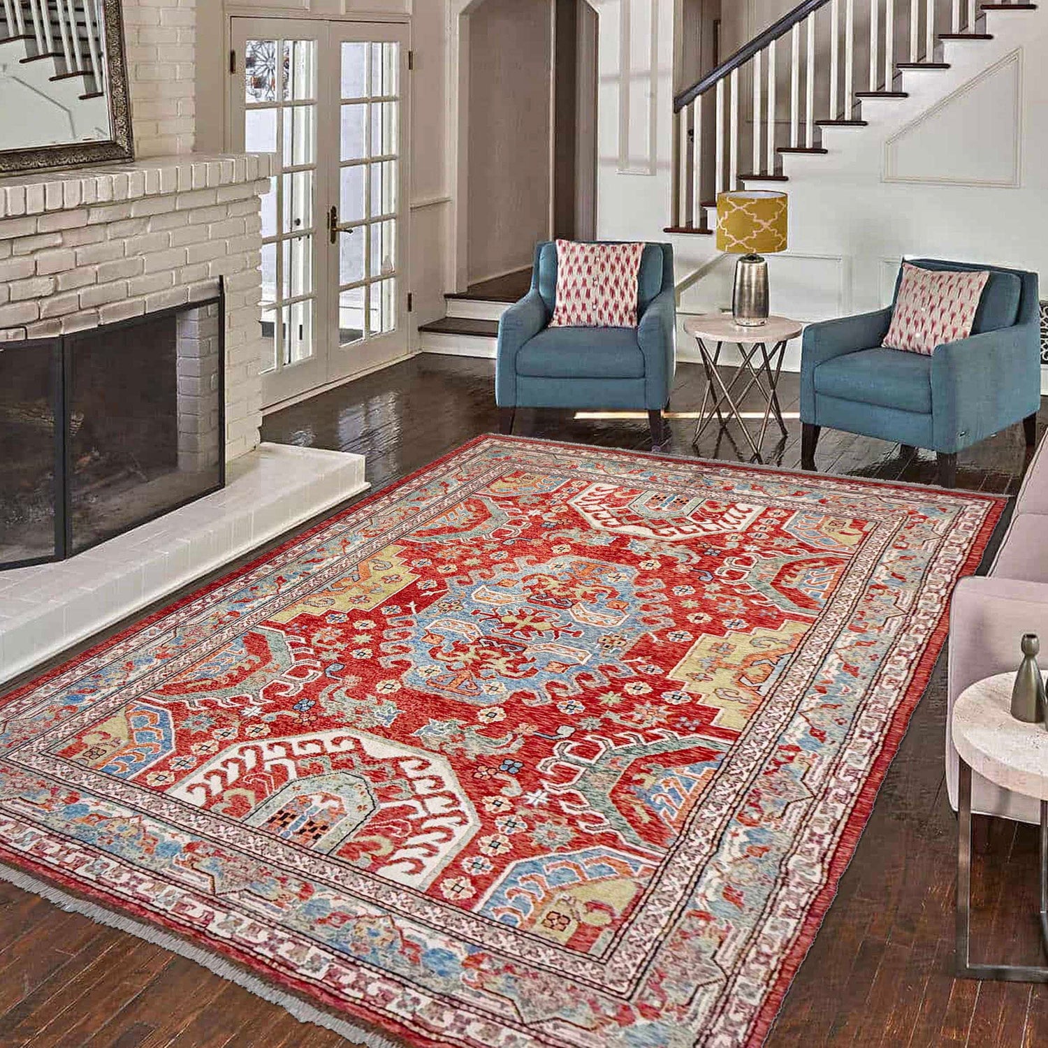 Hand Made Persian Design Heriz Carpet 6' 9" x 9' 7" (ft) - No. G37287