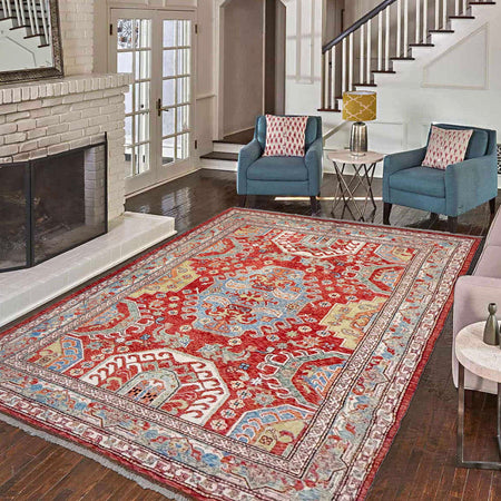 Hand Made Persian Design Heriz Carpet 6' 9" x 9' 7" (ft) - No. G37287