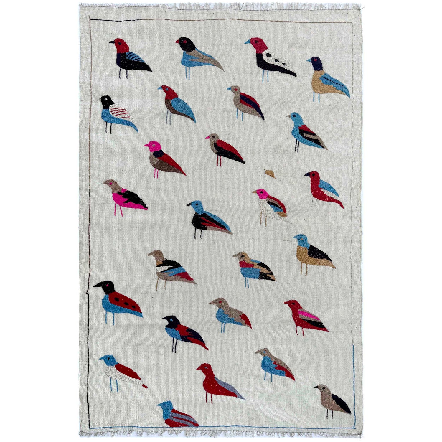 Handmade Embroidery Kilim 3' 3" x 5' 9" (ft) - No. G37358