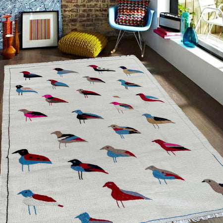 Handmade Embroidery Kilim 3' 3" x 5' 9" (ft) - No. G37358