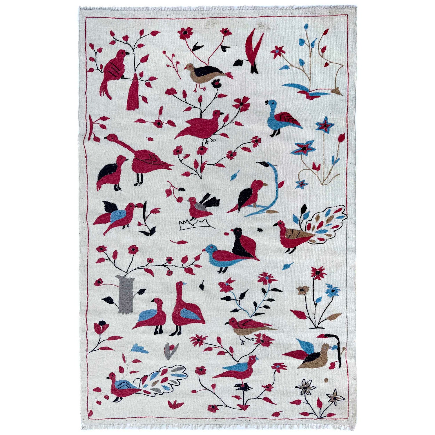 Hand Knotted Embroidery Kilim 3' 10" x 6' 4" (ft) - No. G37359